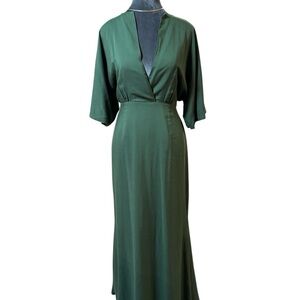 Alexia Elegant Deep Green V-Neck Maxi Dress